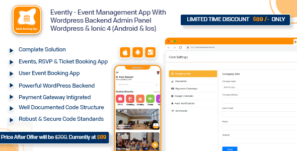 Evently - Event Calendar Mobile App  Full Working Solution With WordPress Backend like Eventon