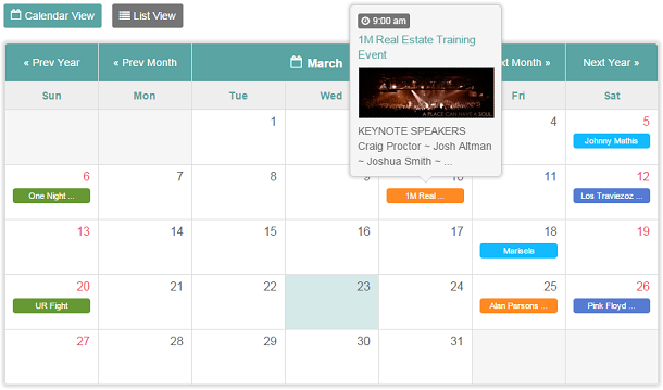 Facebook Events Calendar - Full Layout