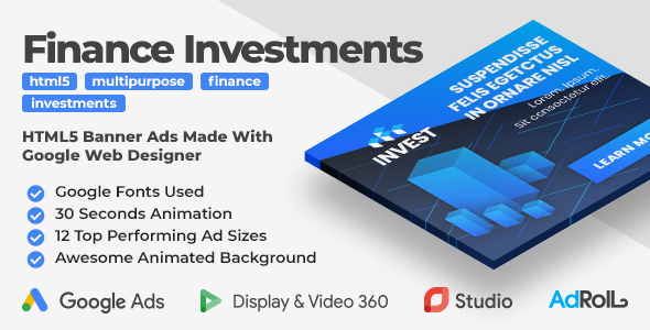 Finance Investments - Animated HTML5 Banner Ad Templates (GWD)