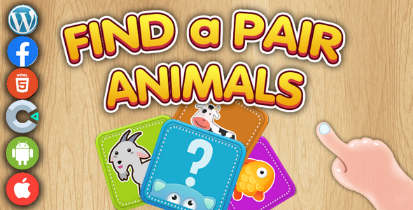 Find a Pair: Animals - HTML5 Game for Children