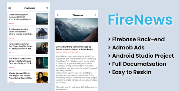 FireNews | Android News app with Firebase Back-end and Admob ads