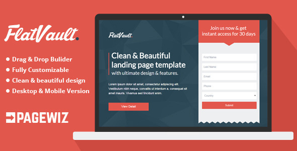 Flat Vault - Pagewiz Landing Page Template