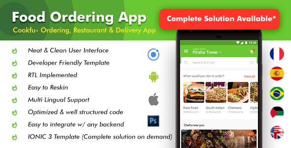 Food Delivery & Restaurant Android App Template + iOS App Template | Cookfu (HTML+CSS file