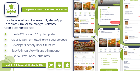 Foodlands - On Demand Food Ordering App template for Android ios - Postmates Uber eats