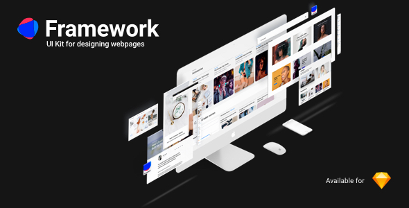 Framework UI Kit - Multi Categories Web Design for Sketch