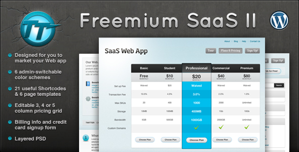 Freemium SaaS Wordpress CMS + Blog Theme II