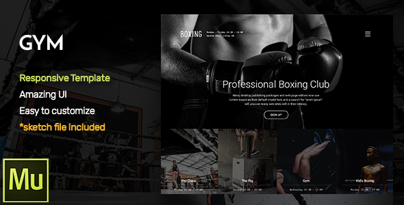 GYM - Responsive Fitness and Gym Muse CC Template + Gallery Widget