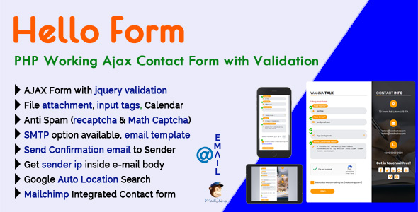 Hello Form - PHP Working Ajax Contact Form with Validation