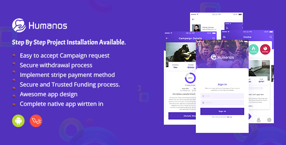 Humanos - Complete (web+Android app) crowdfunding Solutions