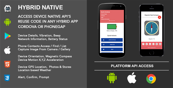 Hybrid Native Cordova App - device native api’s reuse code in any hybrid cordova app