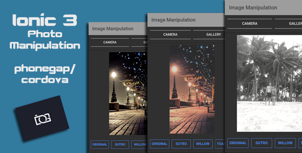 Ionic 3 Photo Manipulation PhoneGap / Cordova Hybrid App Template