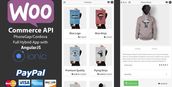 Ionic WooCommerce API - PhoneGap / Cordova Full Hybrid App