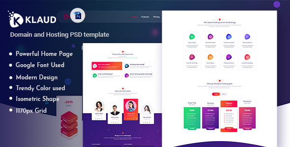 Klaud - Web Domain & Hosting PSD Template