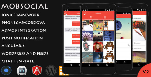 MobSocial - Ionic Cordova Phonegap Hybrid App Template and WordPress