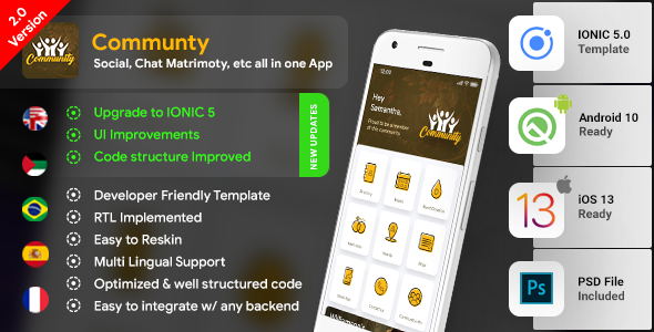Modern Community App Template (HMTL + Css) IONIC 5