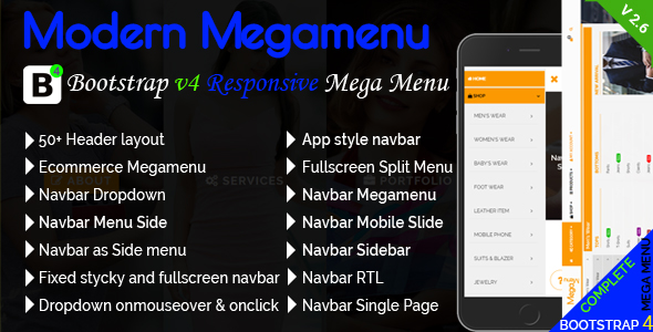 Modern Megamenu - Bootstrap 4 Responsive Mega Menu
