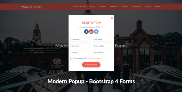 Modern Popup - Bootstrap 4 Forms