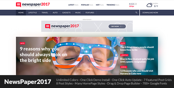 NewsPaper2017 - WordPress Theme for Blog and Magazine
