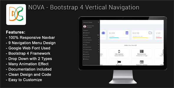 Nova - Bootstrap 4 Sidebar Navigation
