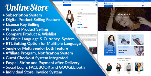 Online Store - Subscription Based Multi Vendor eCommerce Platform