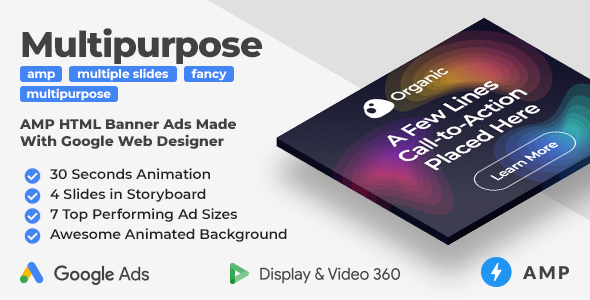 Organic - Animated AMP HTML Banners (GWD, AMP)