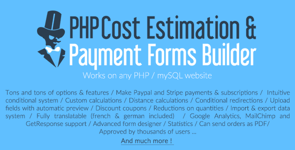 PHP Cost Estimation & Payment Forms Builder