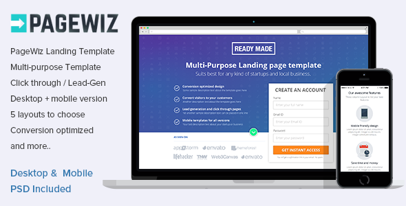 PageWiz Multi-Purpose Landing Template - Readymade