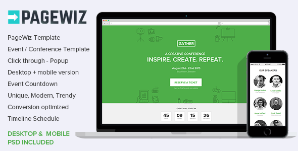 Pagewiz Event Conference Meetup Template - Gather