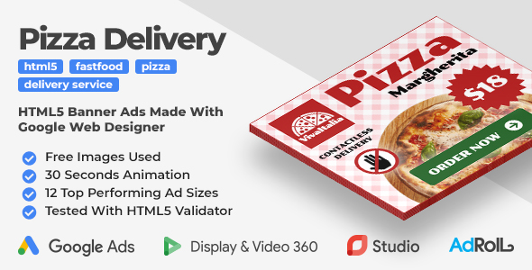 Pizza Delivery - Animated HTML5 Banner Ad Templates (GWD)