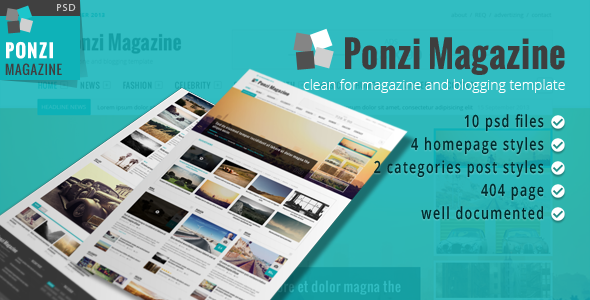 Ponzi Magazine Blog and News PSD Template