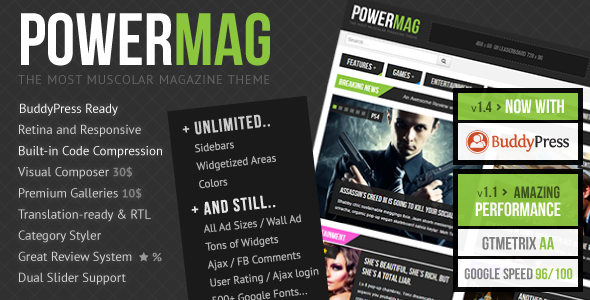 PowerMag: The Most Muscular Magazine/Reviews Theme