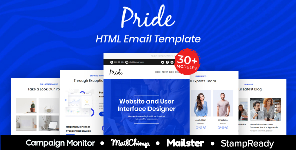 Pride - Multipurpose Responsive Email Template 30+ Modules Mailchimp