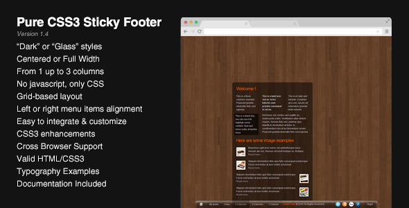 Pure CSS3 Sticky Footer