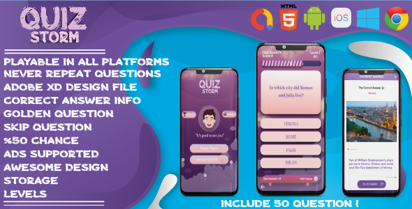 Quiz Game Storm - HTML5 Game