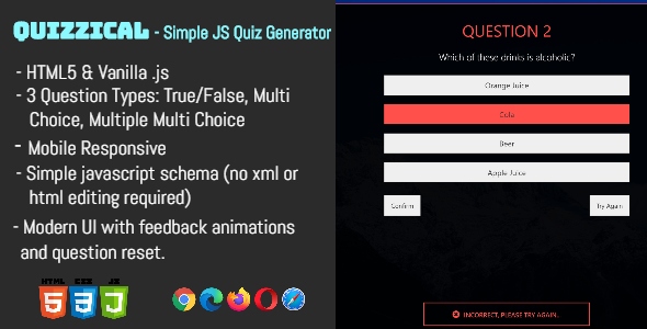 Quizzical - The Javascript HTML Quiz Generator