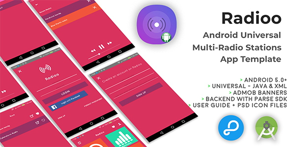 Radioo | Android Universal Multi Radio Stations App Template