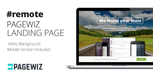 Remote | Pagewiz Landing Page with Fullscreen Video