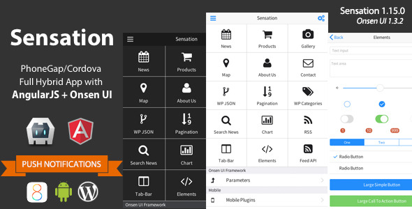 Sensation - PhoneGap / Cordova Full Hybrid App