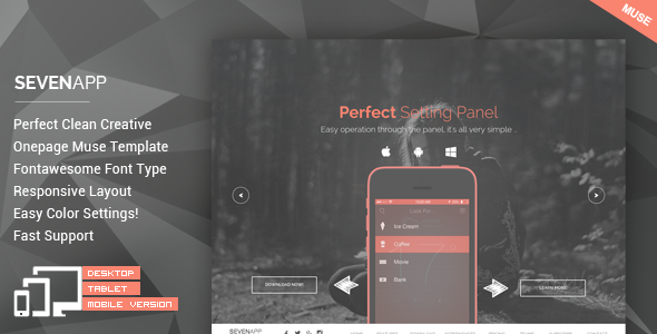 SevenApp - App Landing Page Muse Templates