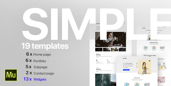 Simple - Creative Portfolio Muse CC Templates and Widgets