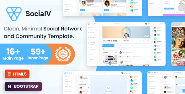 SocialV - Minimal Social Network & Community Admin Template