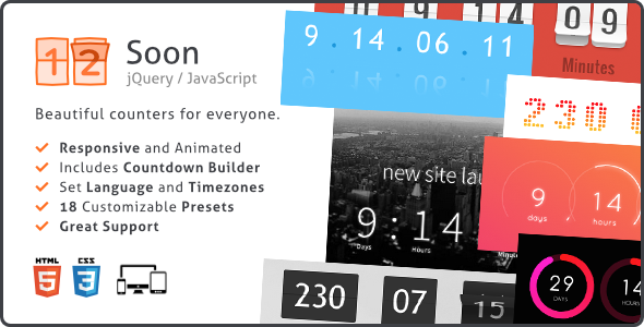 Soon Countdown Builder, Responsive jQuery Plugin