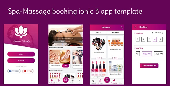 Spa Booking Ionic 3 Theme