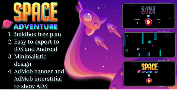 "Space adventure" BuildBox free plan 2d game