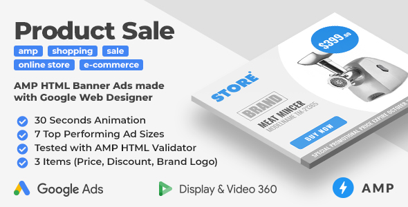 Store - Product Sale Animated AMP HTML Banner Ad Templates (GWD, AMP)