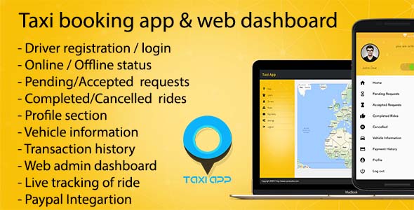 Taxi booking app & web dashboard, complete solution