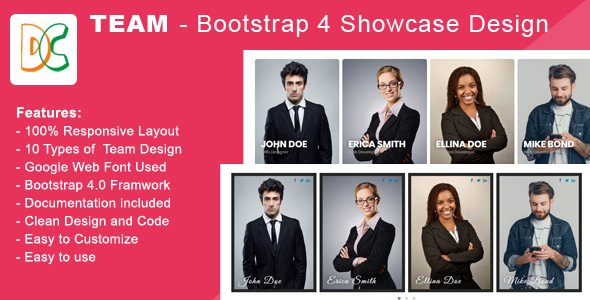 Team - Bootstrap 4 Showcase