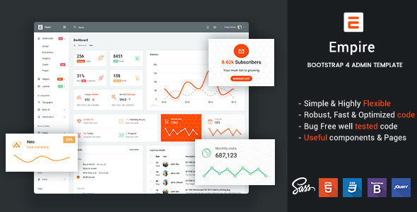 The Empire Bootstrap 4 Admin Template