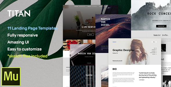 Titan - Responsive Muse Templates for Landing Page + Gallery Widgets