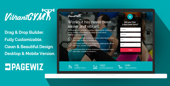 VibrantGYM - Pagewiz Landing Page Template